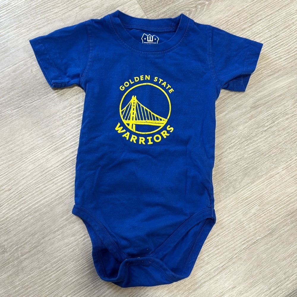 Wes & Willy GSW Golden State Warriors NBA Organic Cotton Short Sleeve Onesie